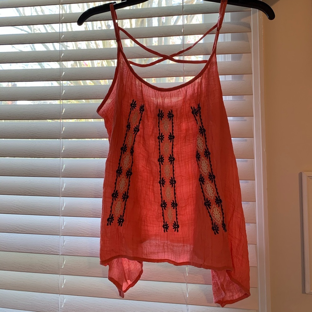 Coral spaghetti strap top